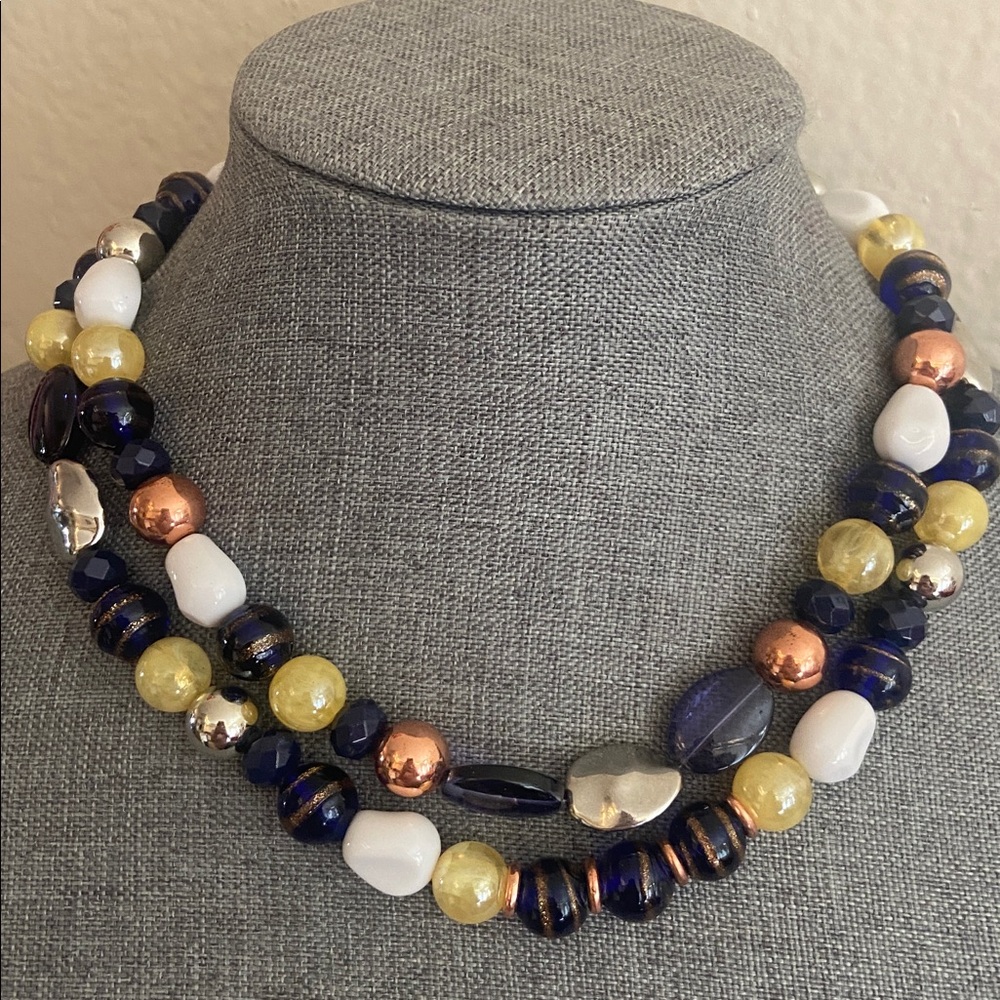 Vintage 90s KR Designs Glass & Baubles 2 Strand Necklace